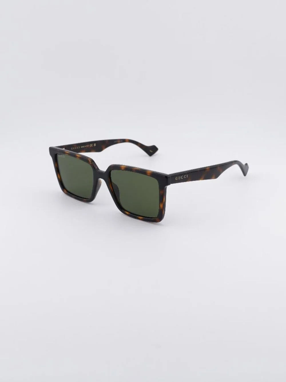 Gucci GG1540S 002 Sunglasses Havana Square Frame, Green Lenses